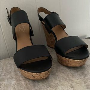 Franco Sarto black platform wedge
